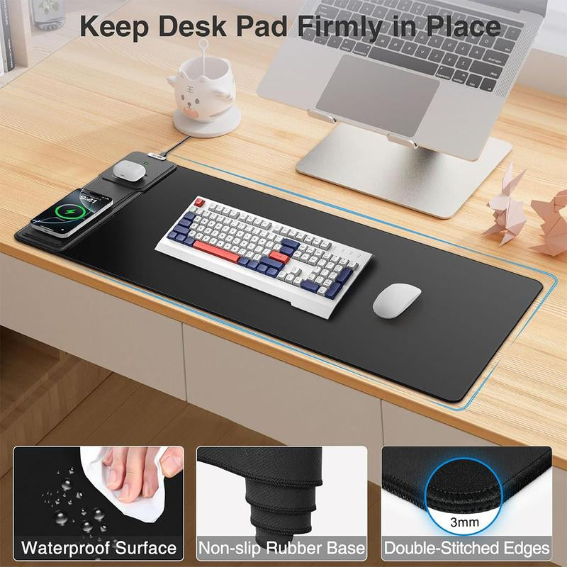 Wireless Charging Mouse Pad with Foldable Phone Holder