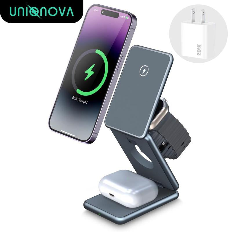 3In1 Wireless Fast Charging Station for Iphone 17/16/15/14/13/12 Series, Airpods 3/2/Pro, Iwatch 