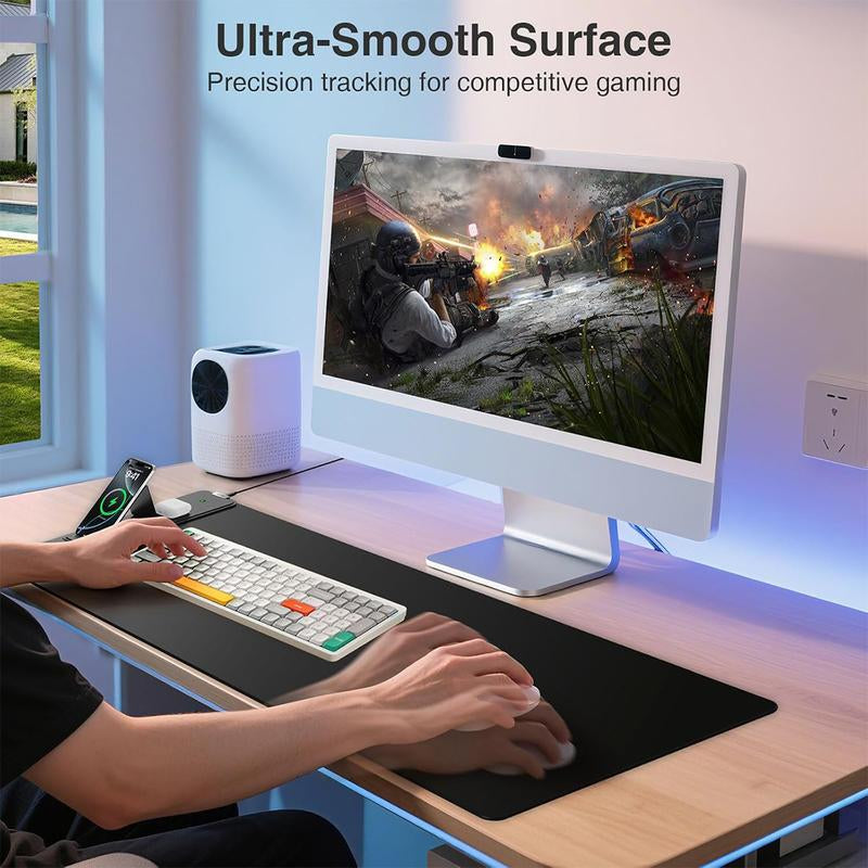 Wireless Charging Mouse Pad with Foldable Phone Holder