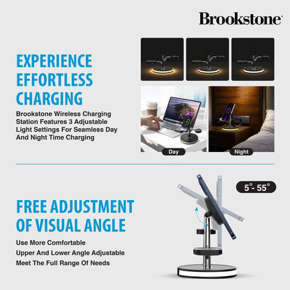 3-In-1 Wireless Charging Station Magnetic Charging Fast Wireless Charger Stand for Iphone 17,16,15,14,13,12,11 Pro Max Series, All Iwatch Series & Android Phone with Qi Charging