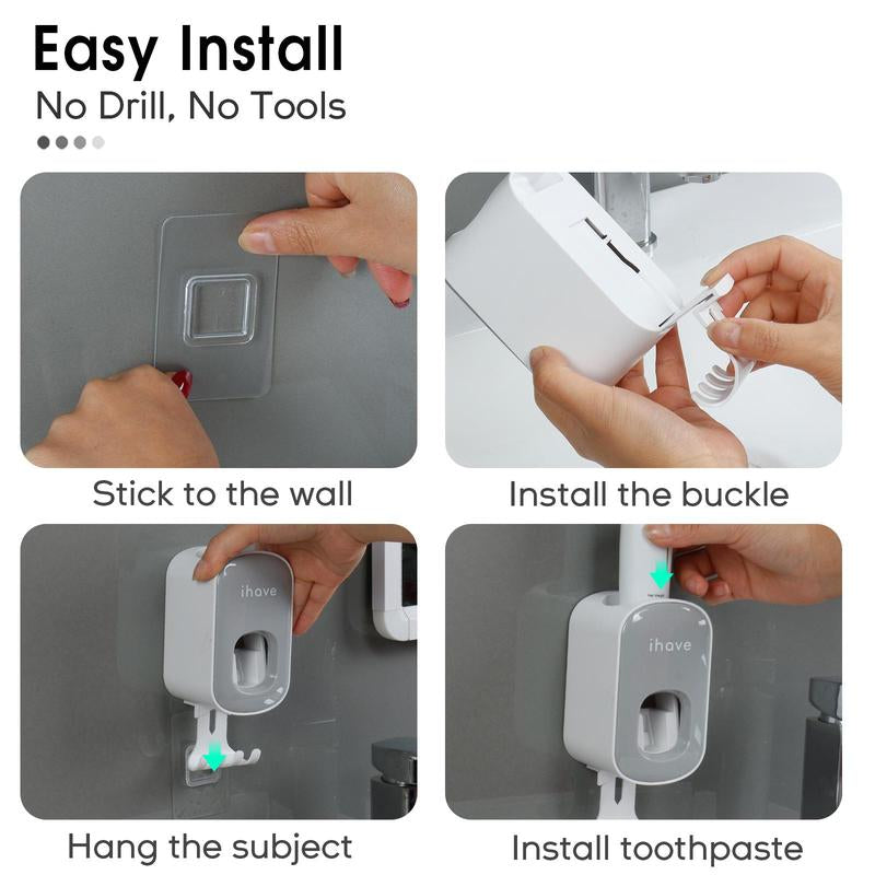 2 in 1 Toothbrush Holder & Toothpaste Dispenser