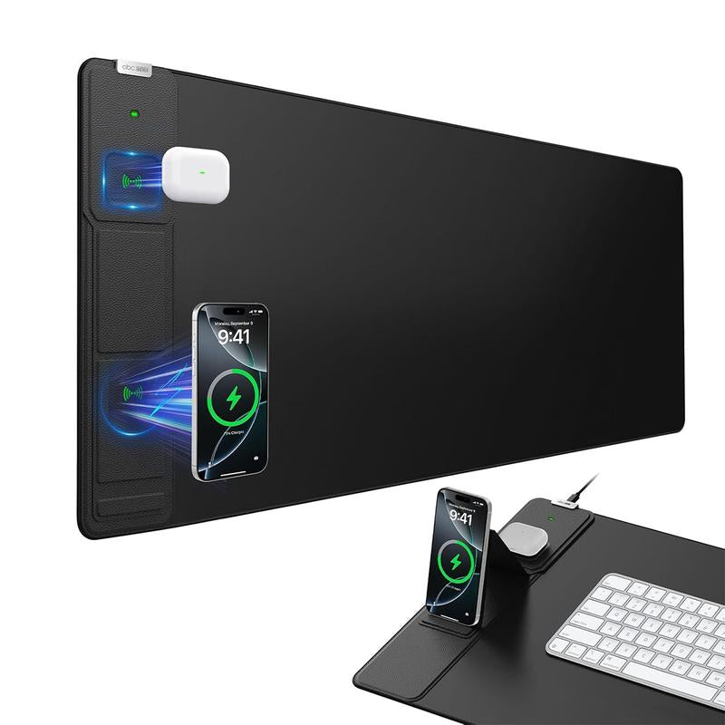 Wireless Charging Mouse Pad with Foldable Phone Holder