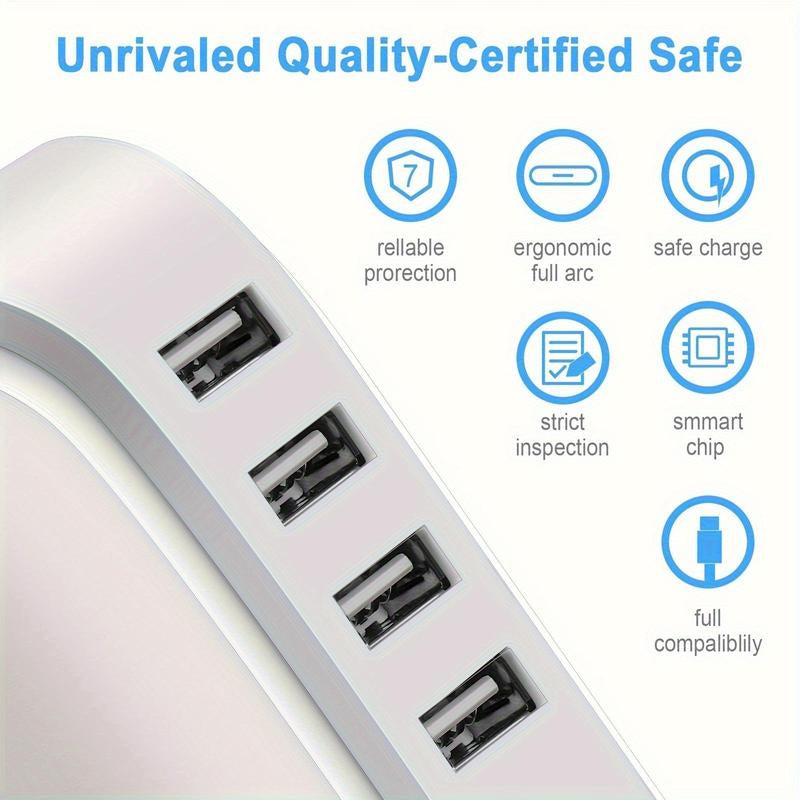 5-Port USB Charging Station, Multi-Functional 