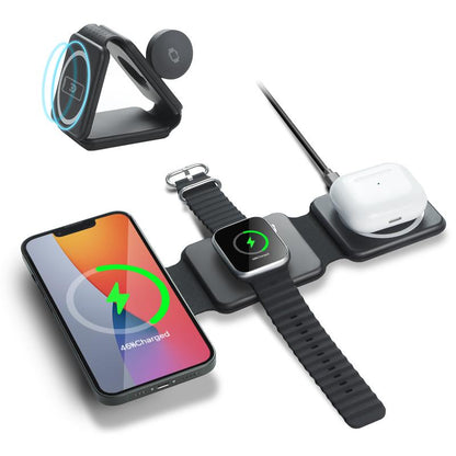 EFAITHFIX Wireless Charger, 3 in 1 Wireless Charging Station, Fast Wireless Charging Stand for Iphone 15 Proseries for Apple Watch SE for Airpods Pro (White) 3 in Foldable Multidevice 3 in Cable Folding Black Magnetic Electronic Adjustable Protection