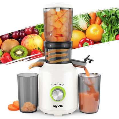 Syvio Juicer Machines, Cold Press Juicer with Large Feed Chute for Whole Fruits & Vegetables