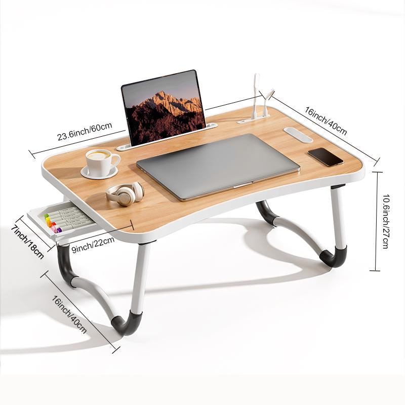 Ultra Large Portable Laptop Bed Table - Multi Functional Tray Holder with Cup Holder and Drawer