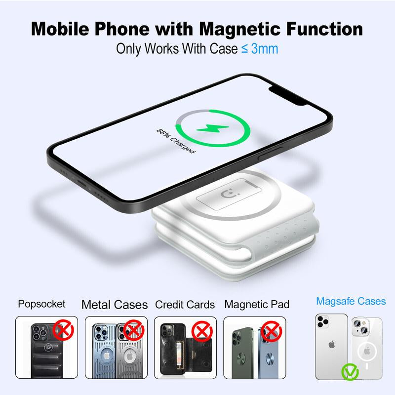 EFAITHFIX Wireless Charger, 3 in 1 Wireless Charging Station, Fast Wireless Charging Stand for Iphone 15 Proseries for Apple Watch SE for Airpods Pro (White) 3 in Foldable Multidevice 3 in Cable Folding Black Magnetic Electronic Adjustable Protection