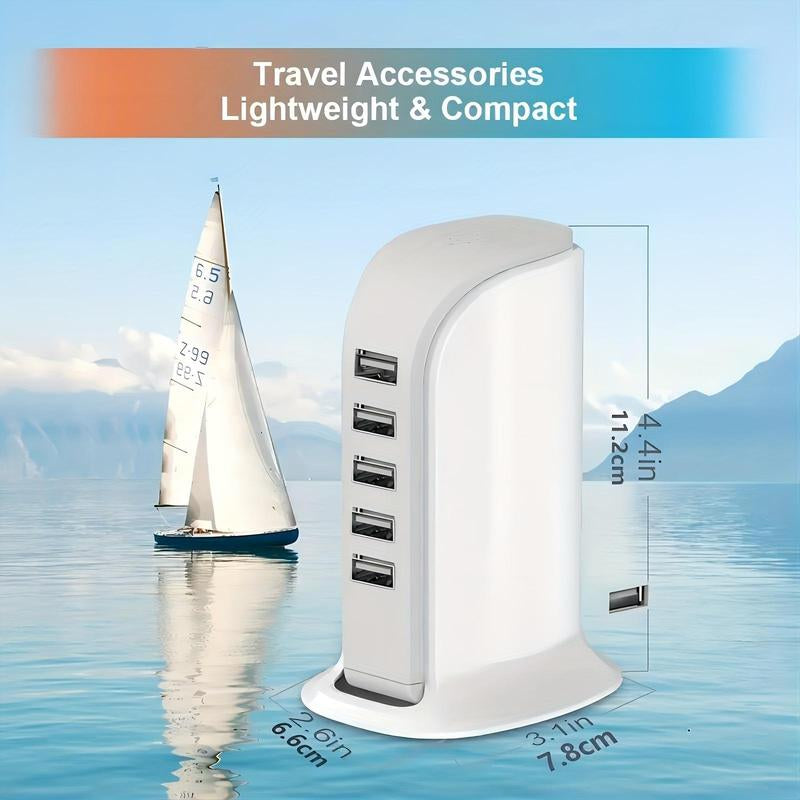 5-Port USB Charging Station, Multi-Functional 