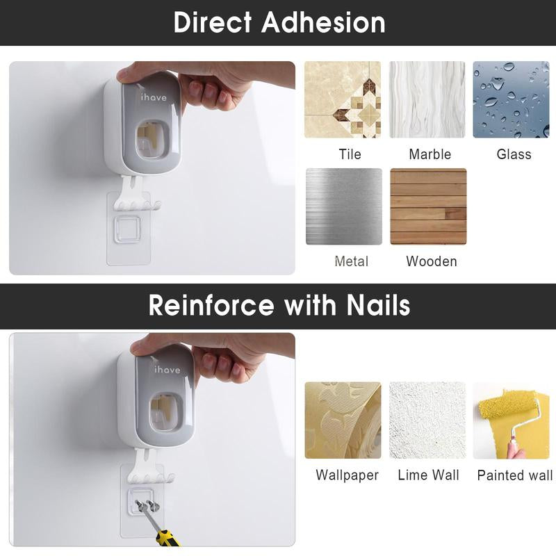 2 in 1 Toothbrush Holder & Toothpaste Dispenser