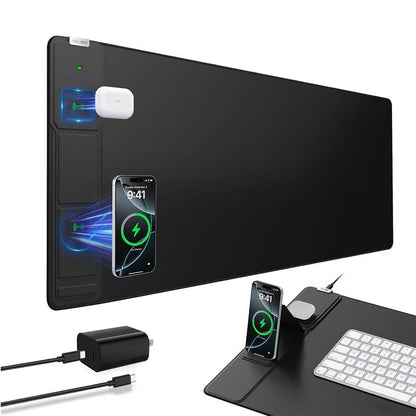 Wireless Charging Mouse Pad with Foldable Phone Holder