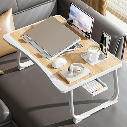 Ultra Large Portable Laptop Bed Table - Multi Functional Tray Holder with Cup Holder and Drawer